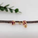 7mm 8mm Round Madagascar Ruby Solitaire Stud Earrings in 14K Gold