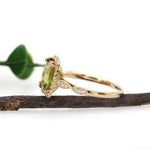 Daksha 14K Yellow Gold 2.7cts Sphene Diamond Ring | Cushion Cut  9x7mm