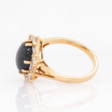 Seraphina 14k Solid Gold Star Sapphire Ring with Natural diamonds Halo | 11x9mm