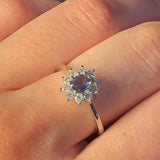 Natural Alexandrite Ring in Solid 14K White Gold with Natural Diamonds | Oval 5x4mm | June Birthstone