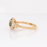 Seren 14k Solid Gold Demantoid Ring with Natural Diamond Halo | Round, 7mm