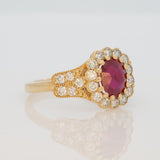 1.5ct Burma Ruby Ring with Earth-Mined Diamond Accents in Solid 14K Gold – Elegant 7x6mm Fine Gemstone Statement Ring