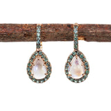 Noor 14K Rose Gold AAA Rainbow Moonstone and Alexandrite Earrings | Pear Shape 9.7x6.5mm