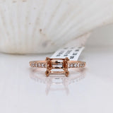 Dainty Emerald Cut Ring Semi Mount | Customizable