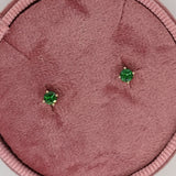 Vibrant Tsavorite Garnet Studs in Solid 14K Gold | Round 4mm