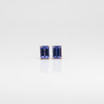 14K rose gold tanzanite emerald cut stud earrings
