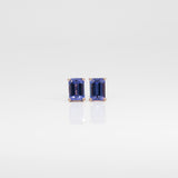 14K rose gold tanzanite emerald cut stud earrings