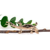 14K White Gold and Silver Emerald Diamond Lizard Brooch