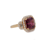 Daneilla Solid 14k Gold Raspberry Garnet Ring with Lab Diamond Accents: Solid 14k Gold, 11mm