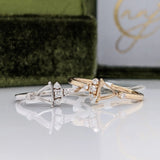 Stackable Trilliant Cut Ring Semi Mount w Diamond Accents | Trillian 4mm 5mm 6mm 6.5mm