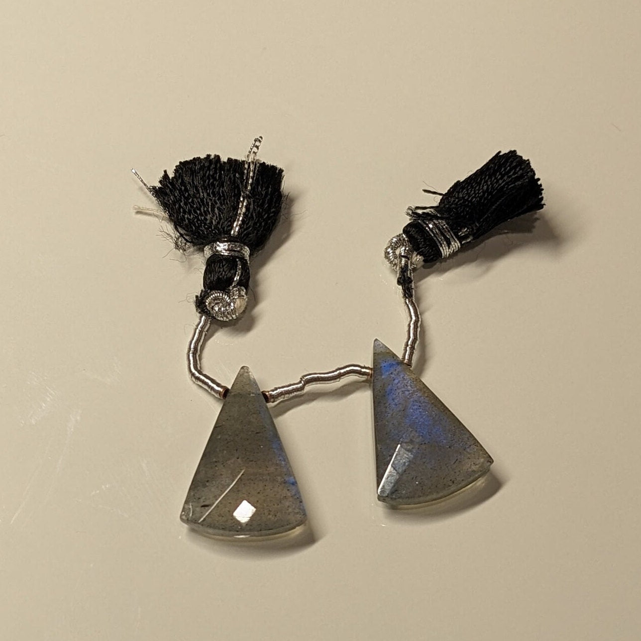 Natural Untreated Labradorite || Drilled Matching Pair || Conical Shape- Side Drilled || Beautiful Faceted Gem || 23x15x6mm