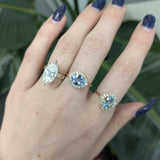 Kylani Solid 14k Gold Aquamarine Ring with Natural Diamonds Accents, 9x7mm