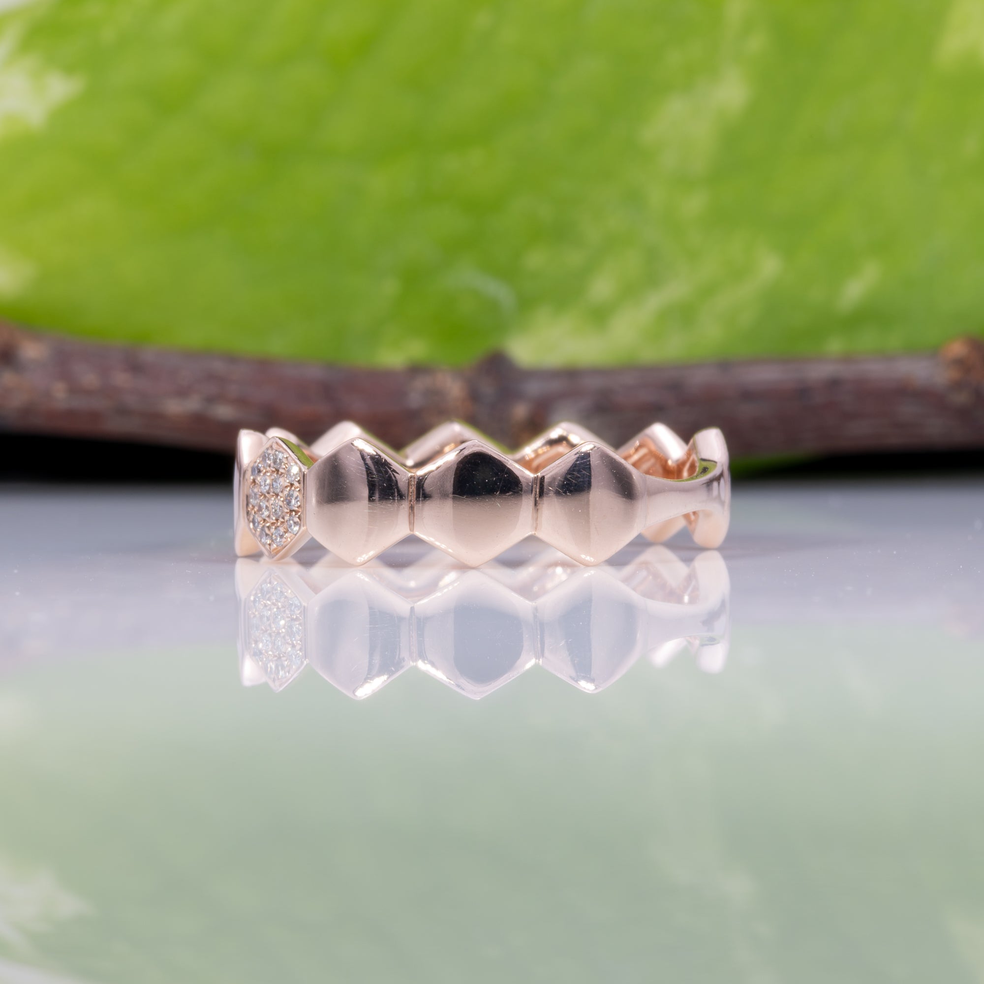 14K rose gold diamond band