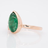 3.7Ct Zambian Emerald Ring with Lab Created Diamond: Solid 14K Gold, 12.6x8.2mm