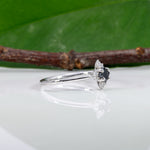 14K white gold black diamond ring with diamond accents