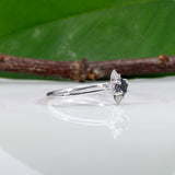 14K white gold black diamond ring with diamond accents