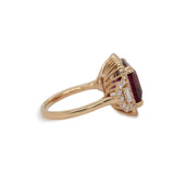 Daneilla Solid 14k Gold Raspberry Garnet Ring with Lab Diamond Accents: Solid 14k Gold, 11mm