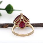 Yana 14K Yellow Gold 10.60cts Madagascar Ruby Ring | Princess 12mm