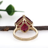 Yana 14K Yellow Gold 10.60cts Madagascar Ruby Ring | Princess 12mm