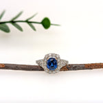 Hanshika 14K White Gold 2.18cts Ceylon Sapphire Diamond Ring | Cushion 8x6mm