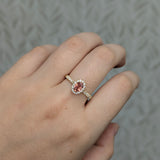 Shrija 14K Yellow Gold Padparadscha Sapphire and Natural Diamond Ring | OV 6x4mm