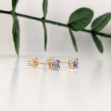 Four Prong Round Tanzanite Solitaire Stud Earrings