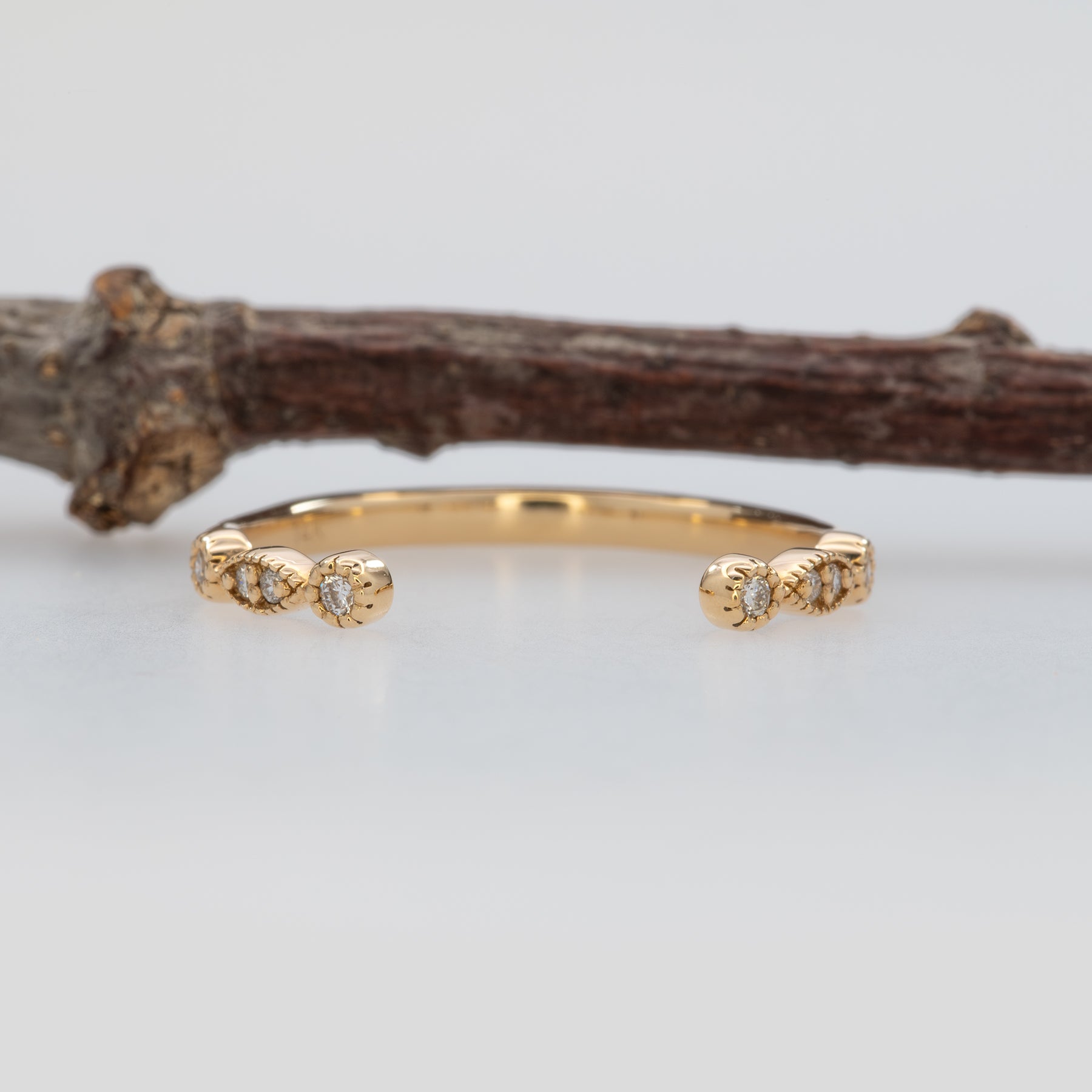 14K yellow gold diamond open stacking band ring