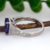 Maitri 14K White Gold Tanzanite Diamond Ring | Emerald cut 9x7mm