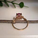 4.2ct Star Ruby Ring w Natural Diamond Accents in Solid 14K Gold | OV 16x12mm