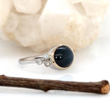 Elysia Solid 14k Gold Star Sapphire Ring with Natural Diamonds Accents, Oval 11x9mm