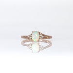 14K rose gold Ethiopian opal cabochon ring with diamond accents