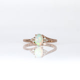 14K rose gold Ethiopian opal cabochon ring with diamond accents