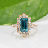 14K yellow gold cambodian blue zircon ring