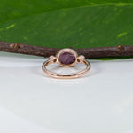 14K rose gold star ruby cabochon ring with diamond accents