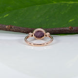 14K rose gold star ruby cabochon ring with diamond accents