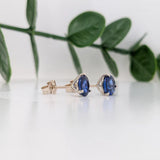 Blue Sapphire Round Stud Earrings | Solitaire Studs