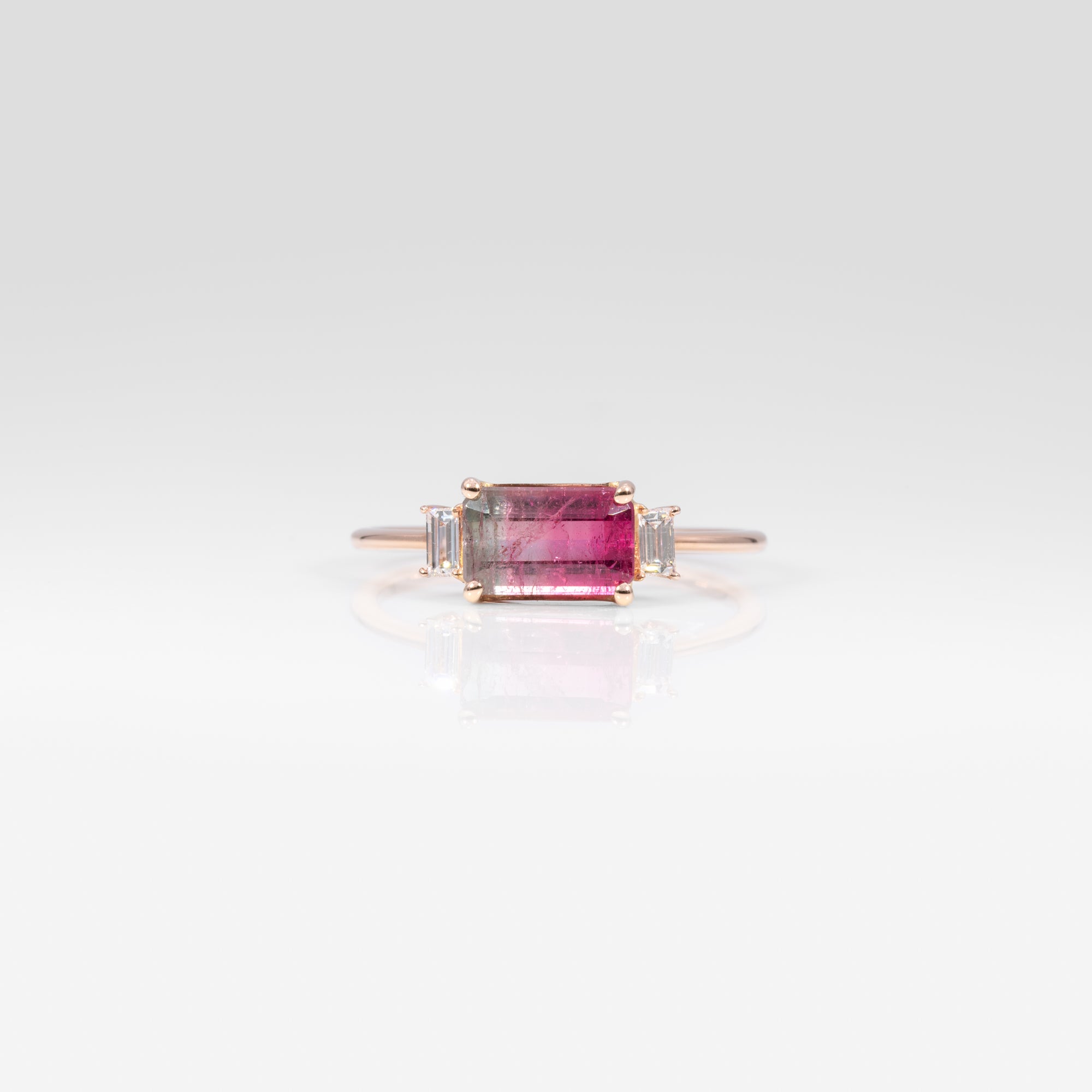 14K rose gold bi-color tourmaline ring