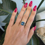 14K yellow gold London blue topaz ring with lab diamond accents