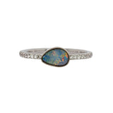 Jinal 14K White Gold Boulder Opal Diamond Ring