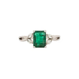 Aliza Zambian Emerald Ring with Natural Diamonds Accents: 14k Solid Gold, Emerald 8x6mm