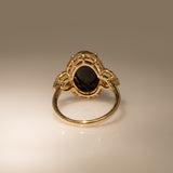 3.8Ct Ethiopian Black Opal Ring with Earth Mined Diamonds & Tsavorite Accents in Solid 14K Gold – Oval Black Opal Fine Jewelry Ring