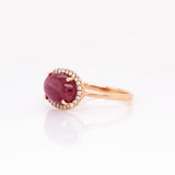 Lilou 14k Solid Gold Star Ruby Ring with Natural Diamonds Accents , Oval 11x7.6mm