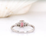 Mridul 14K White Gold Padparadscha Sapphire and Diamonds Ring | OV 6x4mm