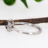 Stacy 14K White Gold AAA Ceylon Sapphire Diamonds Ring | Round 4.6mm