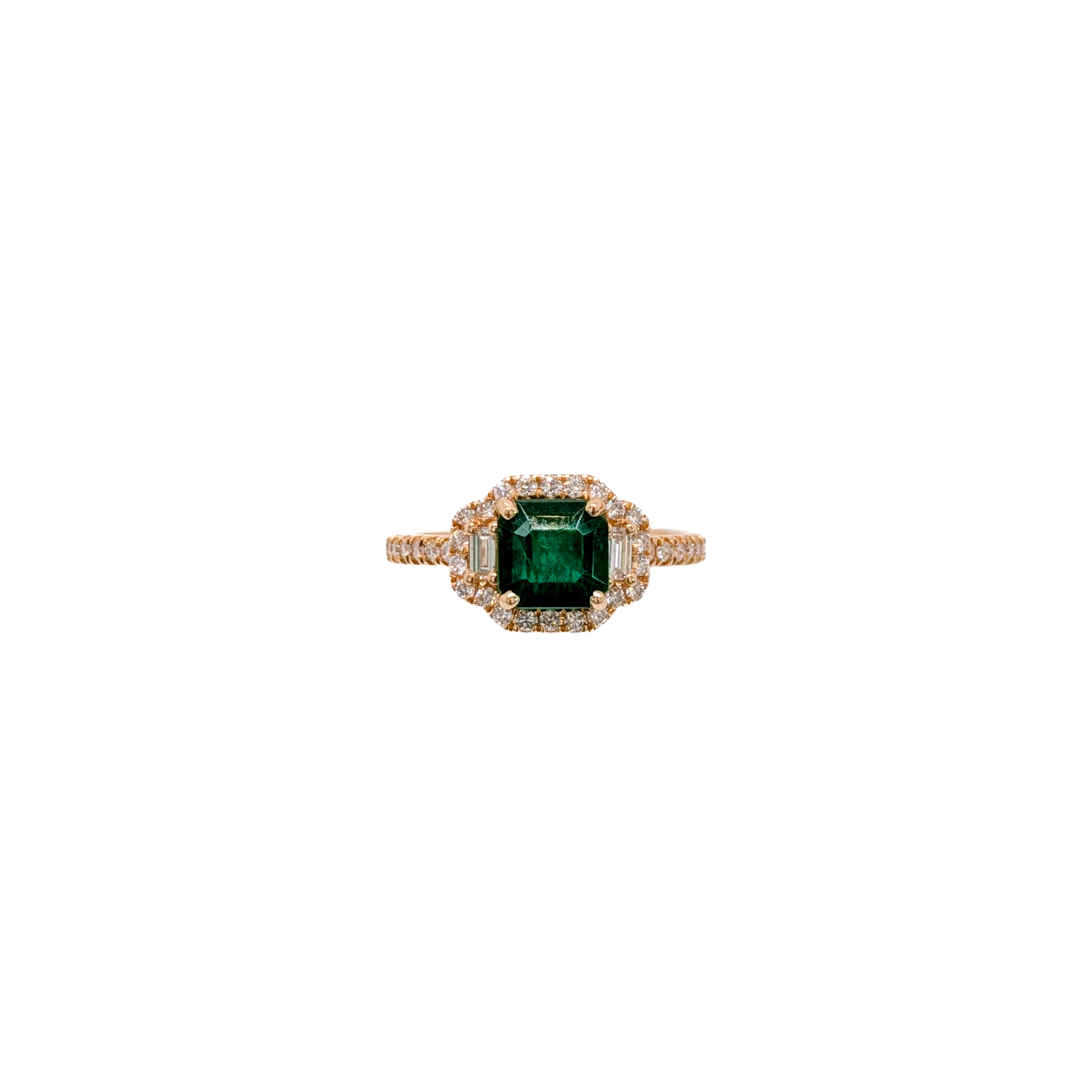 cati 14k yellow gold 1.28cts emerald diamond engagement ring | emerald cut 6.5mm