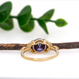 Prishi 14K Yellow Gold Tanzanite Diamond Ring | Round 8mm