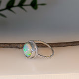 2ct Ethiopian Opal Solitaire Ring in Solid 14K White Gold | RD 10mm