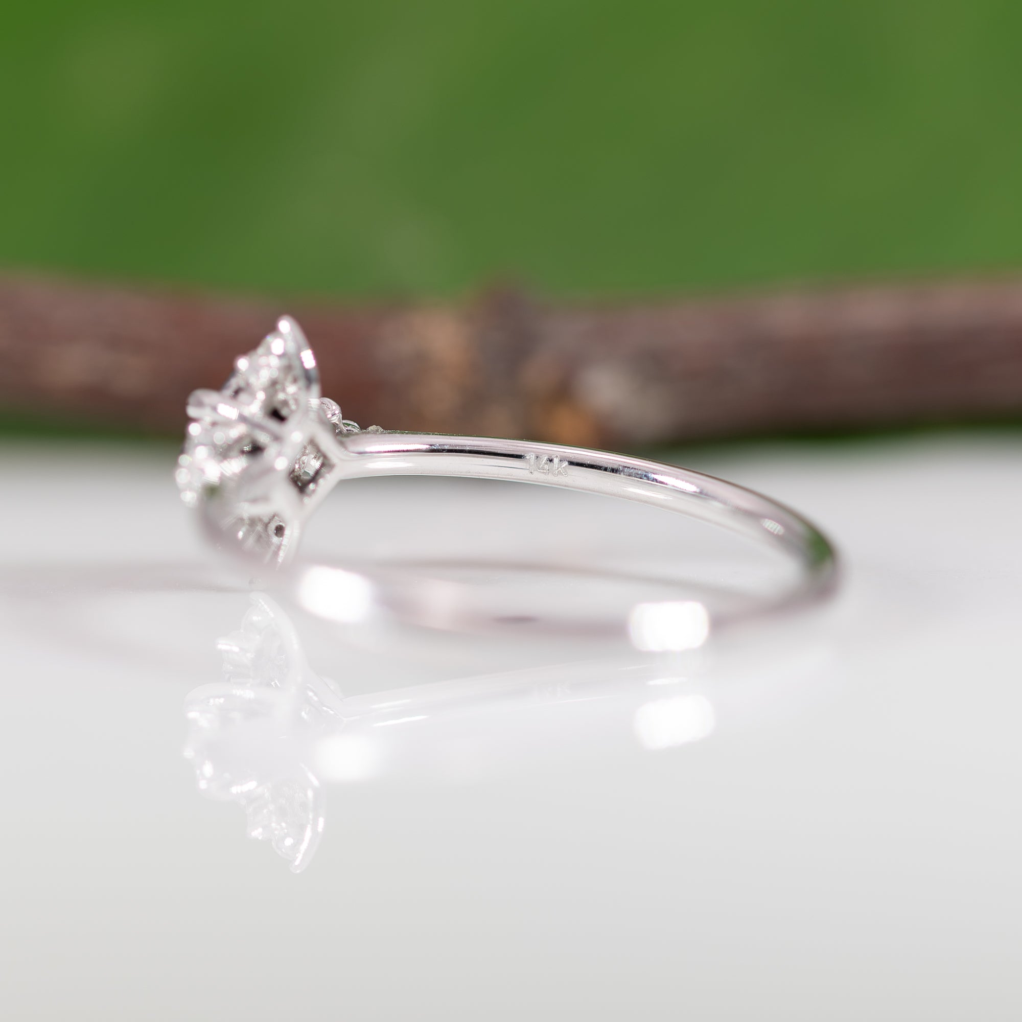 14K white gold black diamond ring with diamond accents