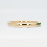 Elegant Tsavorite Gemstone Band Ring in Solid 14K Yellow Gold | Delicate Minimalist Wedding & Promise Ring