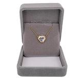 Cara Solid 14K Gold 1.3ct Sapphire Pendant with Chain, Earth Mined Diamonds Halo